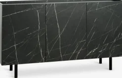 Dressoir KRONDAL 3 deuren zwart/marmer kleur