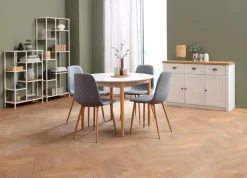 Dressoir MARKSKEL 3 deuren wit/eiken kleur