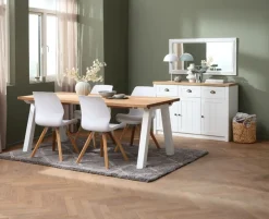 Dressoir MARKSKEL 3 deuren wit/eiken kleur