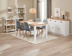 Dressoir MARKSKEL 3 deuren wit/eiken kleur