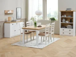 Dressoir MARKSKEL 3 deuren wit/eiken kleur