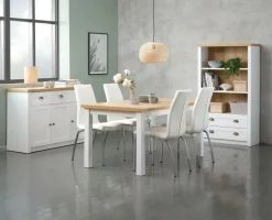 Dressoir MARKSKEL 3 deuren wit/eiken kleur