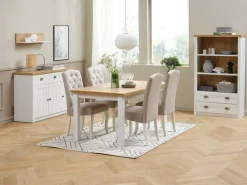 Dressoir MARKSKEL 3 deuren wit/eiken kleur