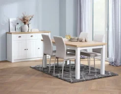 Dressoir MARKSKEL 3 deuren wit/eiken kleur