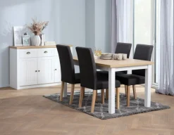 Dressoir MARKSKEL 3 deuren wit/eiken kleur