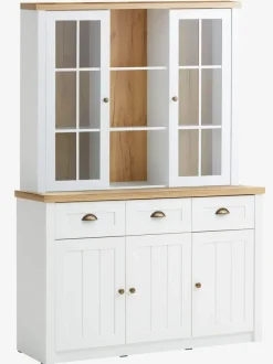 Dressoir MARKSKEL 3 deuren wit/eiken kleur