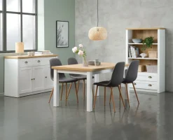 Dressoir MARKSKEL 3 deuren wit/eiken kleur