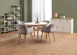 Dressoir MARKSKEL 3 deuren wit/eiken kleur