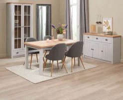 Dressoir MARKSKEL 3 deuren lichgrijs/eiken kleur