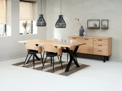 Dressoir SANDBY 2 deuren 3 lades naturel eiken/zwart