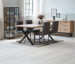 Dressoir SANDBY 2 deuren 3 lades naturel eiken/zwart