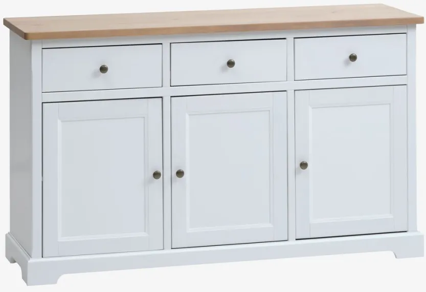 Dressoir VISLINGE 3 deuren 3 lades naturel/wit
