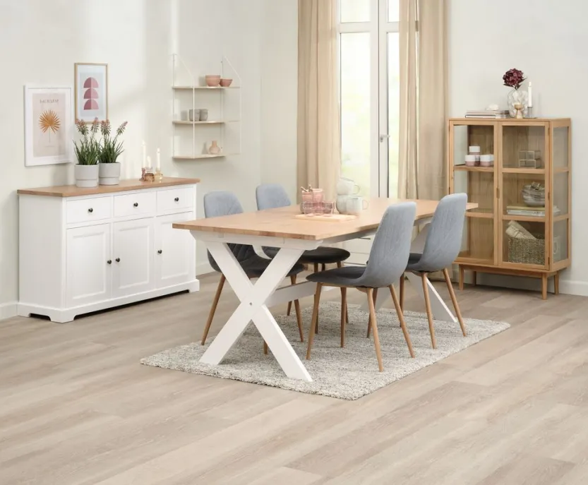Dressoir VISLINGE 3 deuren 3 lades naturel/wit