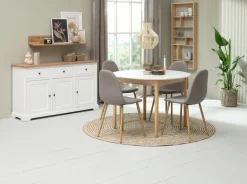 Dressoir VISLINGE 3 deuren 3 lades naturel/wit