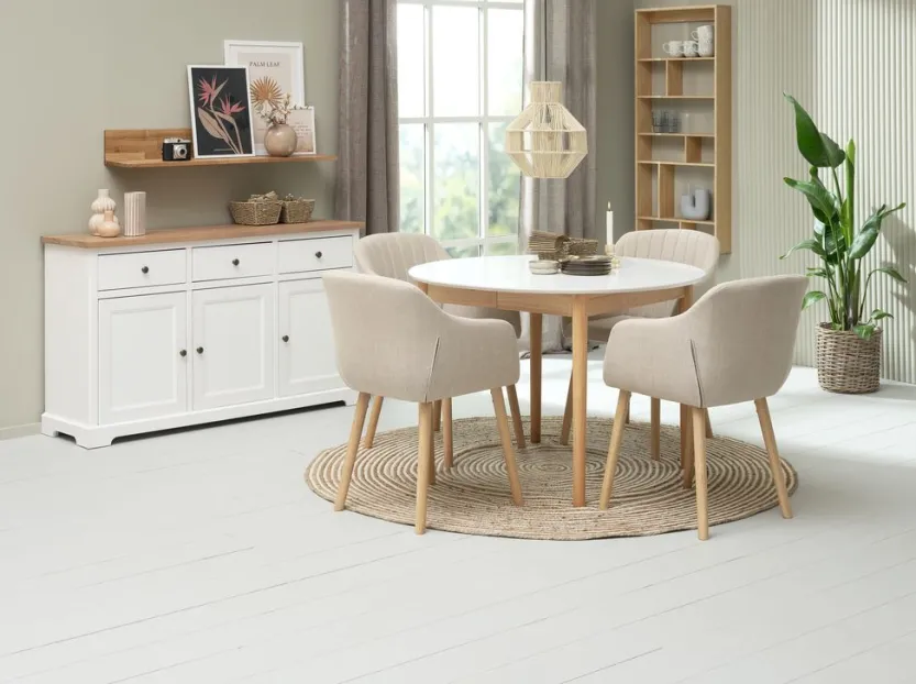 Dressoir VISLINGE 3 deuren 3 lades naturel/wit