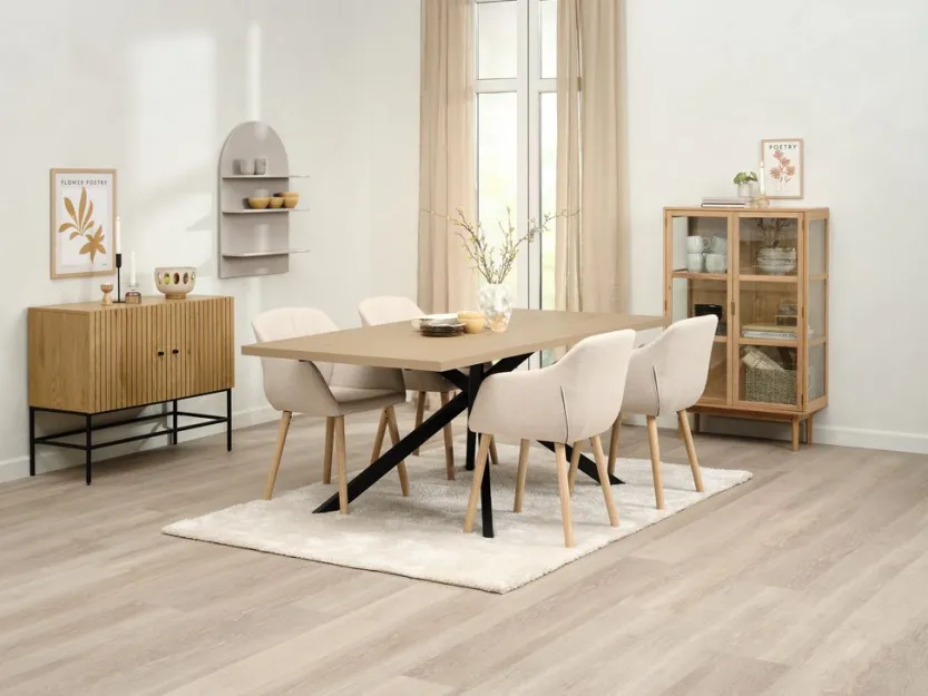 Eetkamerstoel ADSLEV beige stof/eiken kleur