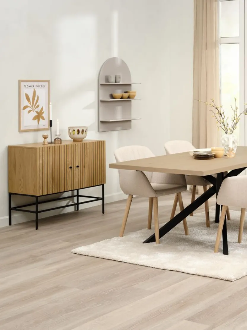 Eetkamerstoel ADSLEV beige stof/eiken kleur