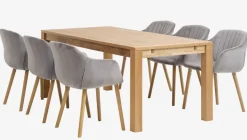 Eetkamerstoel ADSLEV fluweel grijs/naturel