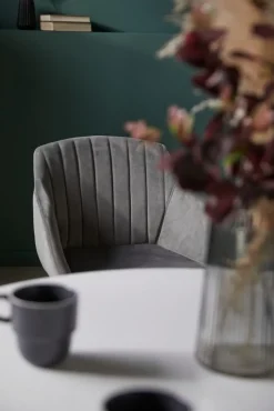 Eetkamerstoel ADSLEV fluweel grijs/naturel