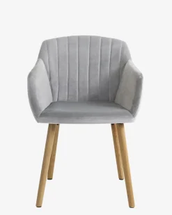 Eetkamerstoel ADSLEV fluweel grijs/naturel