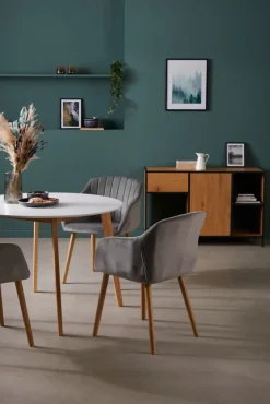 Eetkamerstoel ADSLEV fluweel grijs/naturel