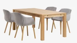 Eetkamerstoel ADSLEV fluweel grijs/naturel