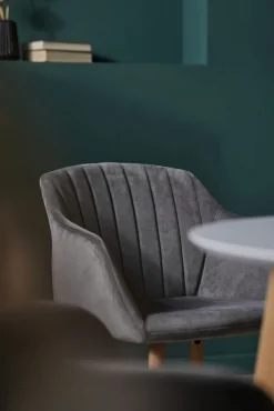 Eetkamerstoel ADSLEV fluweel grijs/naturel