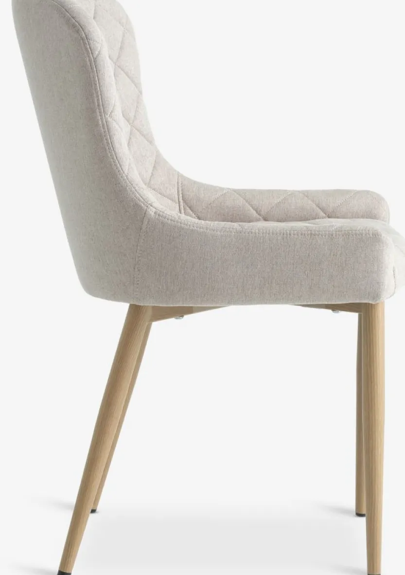 Eetkamerstoel BELLINGE zandkleurige stof/eiken kleur