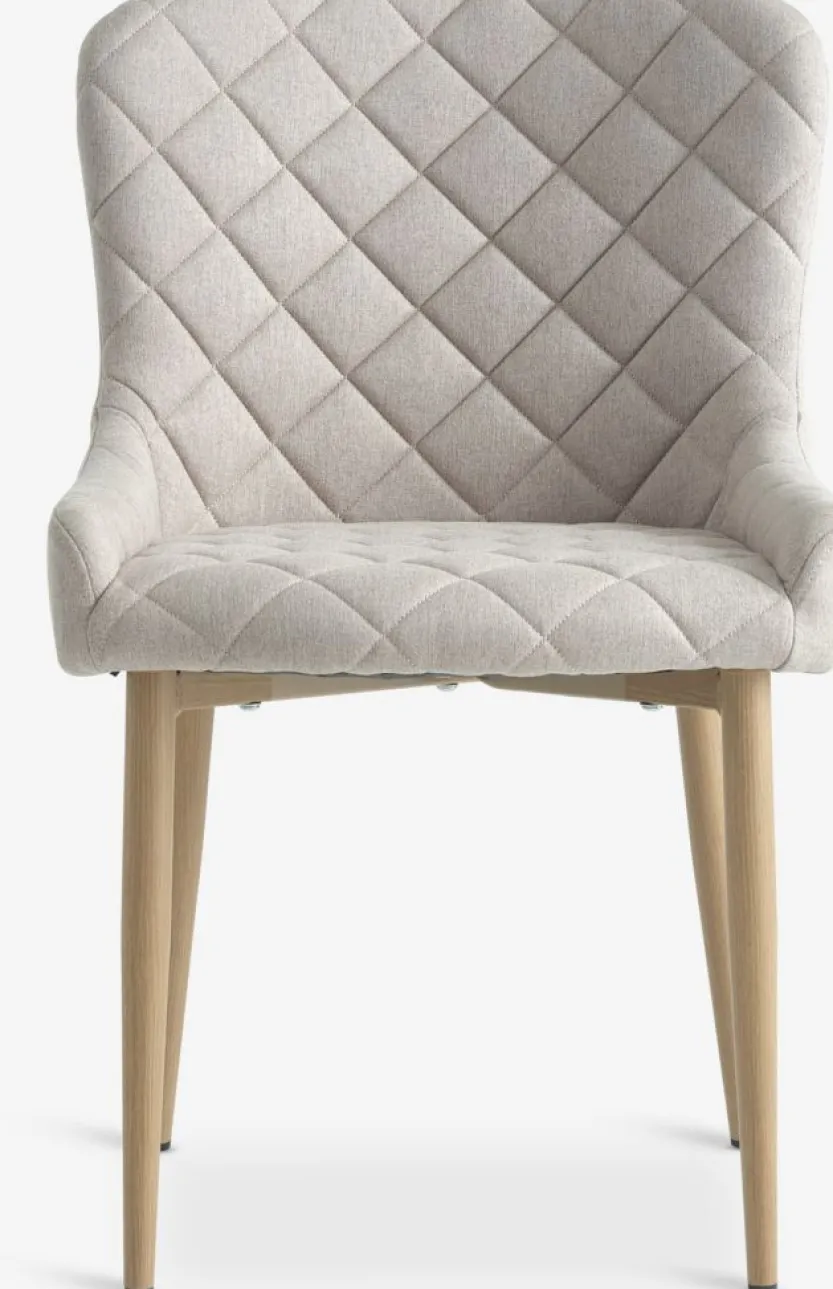 Eetkamerstoel BELLINGE zandkleurige stof/eiken kleur