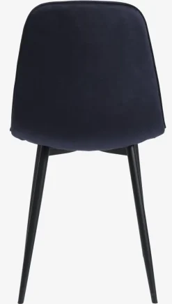Eetkamerstoel BISTRUP fluweel donkerblauw/zwart