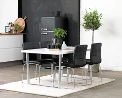 Eetkamerstoel HAMMEL zwart kunstleer/chroom