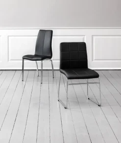 Eetkamerstoel HAMMEL zwart kunstleer/chroom