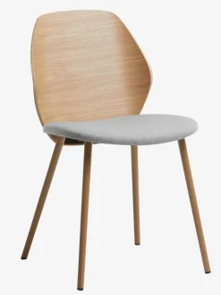 Eetkamerstoel HORNE lichtgrijs/eiken