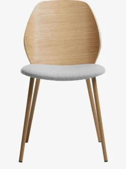 Eetkamerstoel HORNE lichtgrijs/eiken