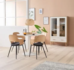 Eetkamerstoel HVIDOVRE eiken/zwarte stof