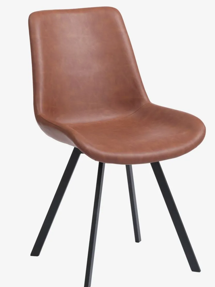 Eetkamerstoel HYGUM draai cognac kunstleer/zwart