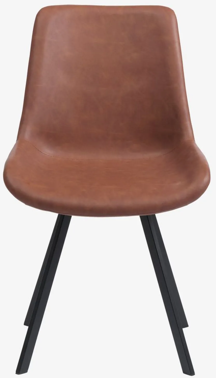 Eetkamerstoel HYGUM draai cognac kunstleer/zwart