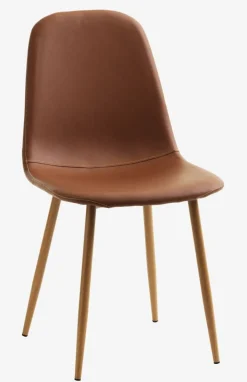 Eetkamerstoel JONSTRUP cognac kunstleer/eiken kleur