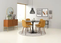 Eetkamerstoel JONSTRUP curry stof/donker eiken kleur