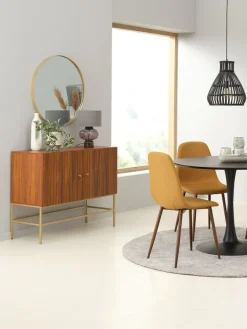 Eetkamerstoel JONSTRUP curry stof/donker eiken kleur