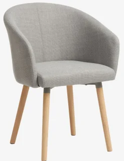 Eetkamerstoel KLOSTER lichtgrijze stof/eiken