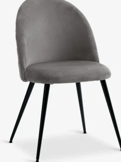 Eetkamerstoel KOKKEDAL fluweel grijs/zwart