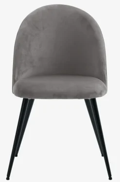 Eetkamerstoel KOKKEDAL fluweel grijs/zwart