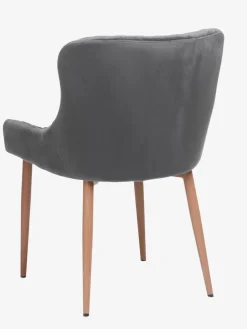 Eetkamerstoel PEBRINGE fluweel grijs/eik