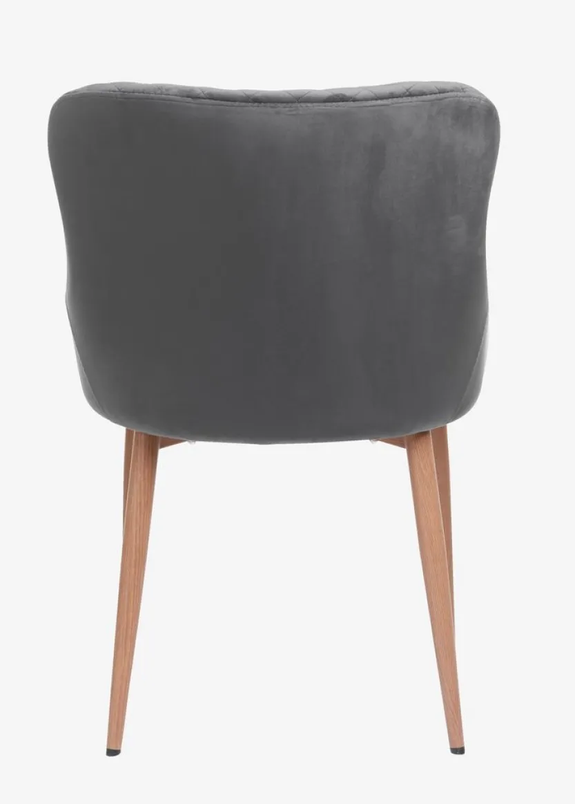 Eetkamerstoel PEBRINGE fluweel grijs/eik