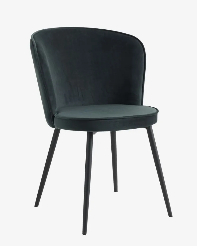 Eetkamerstoel RISSKOV fluweel donkergroen/zwart