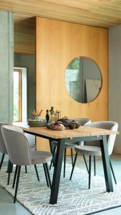 Eetkamerstoel RISSKOV lichtgrijze stof/zwart