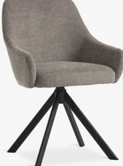 Eetkamerstoel ROSTRUP met draaivoet beige stof/zwart
