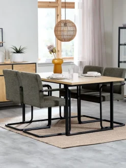 Eettafel AABENRAA 90x160 eiken kleur/zwart