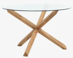 Eettafel AGERBY Ø119 glas/eiken
